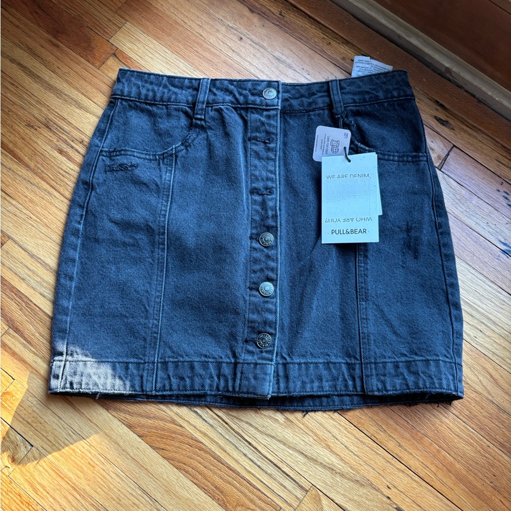 Pull & Bear Black Denim Skirt